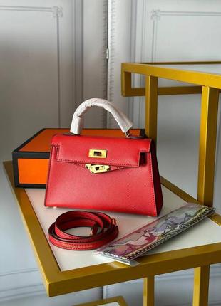 Сумка в стиле hermes mini kelly 19 cm  красная