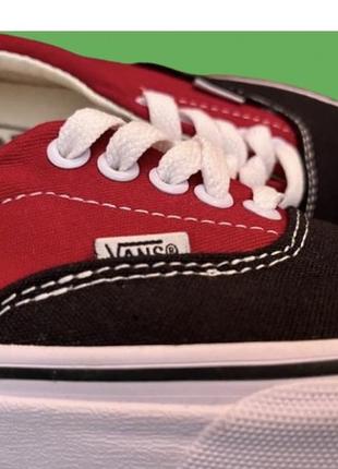 Кеди vans red black white бордовые белые слипоны кроссовки макасины лето весна осень унисекс8 фото