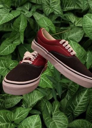 Кеди vans red black white бордовые белые слипоны кроссовки макасины лето весна осень унисекс10 фото