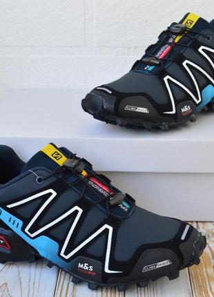 Розпродаж! salomon speedcross 3 кросівки сині саломон чоловічі весняні осінні демісезонні демісезон топ якість низькі шкіра шкіряні водонепроникні1 фото