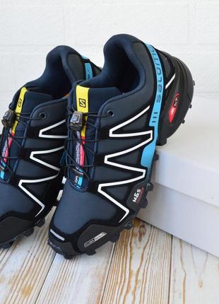 Розпродаж! salomon speedcross 3 кросівки сині саломон чоловічі весняні осінні демісезонні демісезон топ якість низькі шкіра шкіряні водонепроникні3 фото