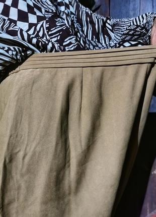 Брюки под замш замшевые батал большого размера штаны высокая посадка прямые винтажные на резинке3 фото