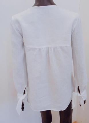 Massimo dutti, льняна сорочка блуза  з акцентними рукавами4 фото