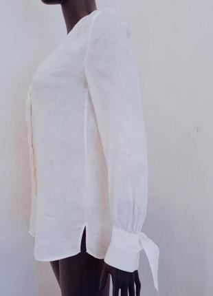 Massimo dutti, льняна сорочка блуза  з акцентними рукавами5 фото