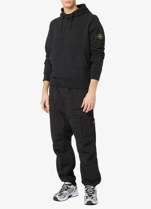 Hoodie stone island black cotton1 фото