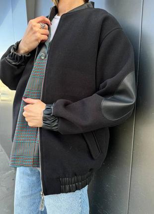 Куртка бомбер кашемір вовна сірий чорний7 фото