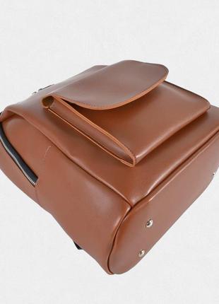 Жіночий рюкзак з екошкіри рудий3 фото