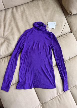 Водолазка джемпер свитер в обтяжку с горлом фиолетовый пурпурный м 44