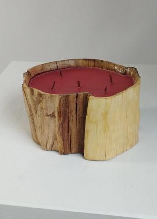 Ароматична червона свічка, натуральне дерево, 120 годин горіння