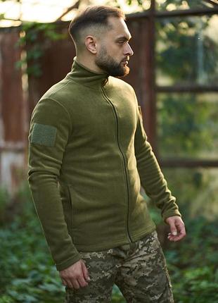 Флісова кофта хакі із шевроном на змійці