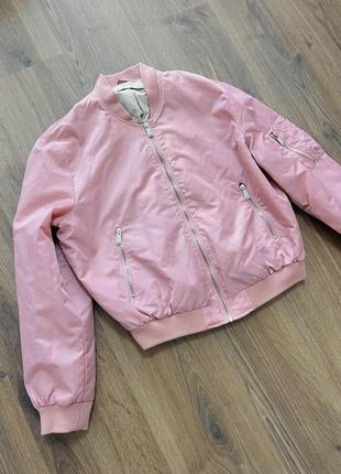 Ніжно рожева куртка бомбер zara basic розмір на s-m8 фото
