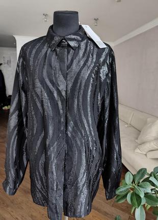 Чорна блузка з люрексом1 фото