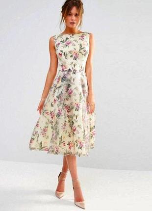 Розпродаж плаття chi chi london міді asos з квітковим принтом2 фото