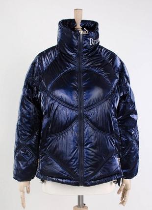 Стильная синяя осенняя деми куртка модная дутая оверсайз3 фото