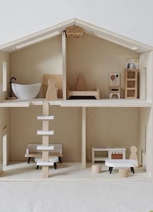 Кукольный деревянный домик игрушечный дом кухня / посуда / игрушка / мебель для домика3 фото