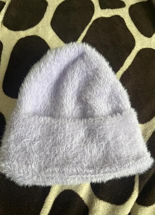 Шапка плюшева ангорова лілова