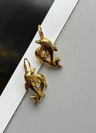 Вінтажні, милі сережки у формі дельфінів
