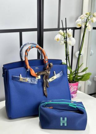 Сумка hermes birkin navy  35cm  шкіра  сумка косметичка hermes