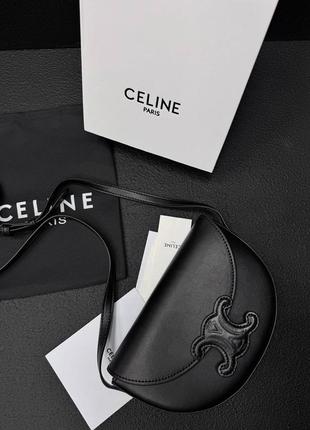 Премиальна женская сумка celine в натуральной кожи рыжий, черный размер цвет мягкая гладкая очень стильная модель в комплектации5 фото