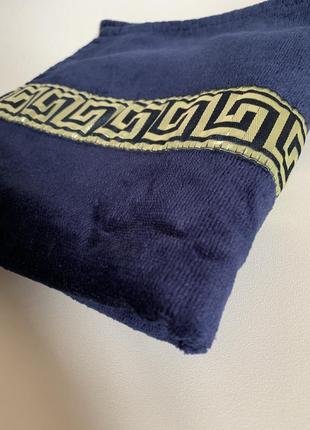 Махровое красивое полотенце синее 42*782 фото