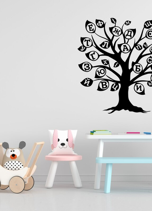 Вінілова інтер'єрна наклейка декор на стіну, шпалери "дерево з буквами. англійський алфавіт"1 фото