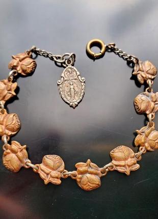 Антикварний браслет в католицькому стилі, італія1 фото