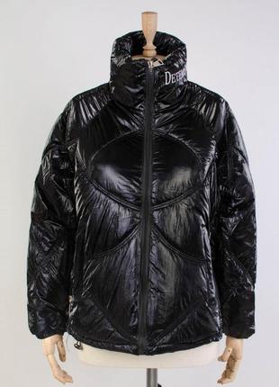 Стильная черная осенняя деми куртка модная дутая оверсайз3 фото