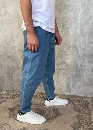 Мужские синие джинсы джинсовые штаны брюки мом бананы классические джинсы сині класичні джинси мом5 фото