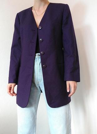 Шерстяний піджак вінтажний жакет шерстяний блейзер фіолетовий жакет шерсть піджак оверсайз