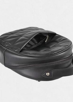 Рюкзак з екошкіри строчений чорний3 фото