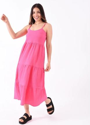Сарафан мусліновий , плаття, сукня літня рожева, фуксія