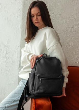 Женский стильный и качественный рюкзак из натуральной кожи черный2 фото