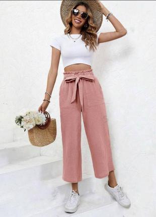 Брюки штани кюлоти жіночі палаццо класичні базові кльош розклешонні чорні з поясом весняні на весну демісезонні повсякденні батал великих розмірів