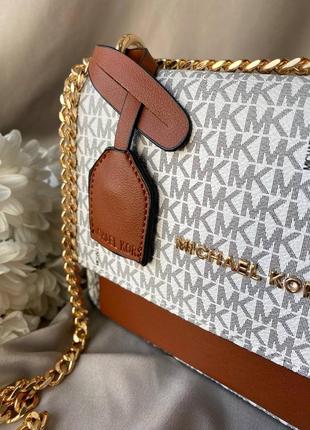 Жіноча сумка michael kors white browm3 фото