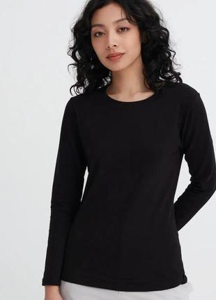 Базовий бавовняний жіночий лонгслів next/чорна футболка з довгими рукавами/100% коттон1 фото