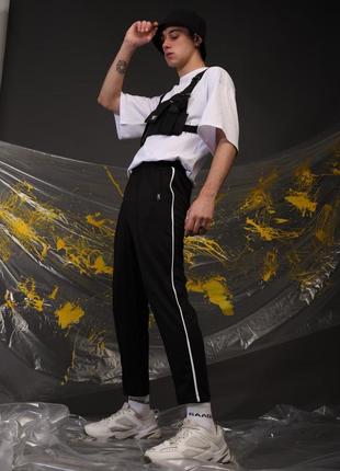 Стильні широкі спортивні штани чорні спортивки мом2 фото