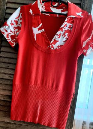 Блуза красная с поясом