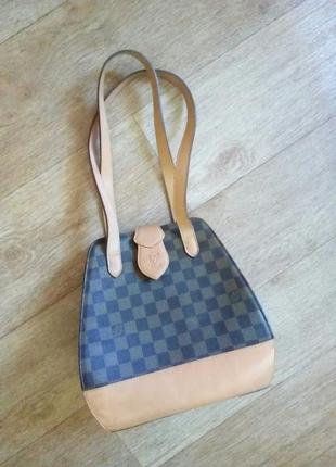 Шкіряна коричнева сумка діжечку louis vuitton