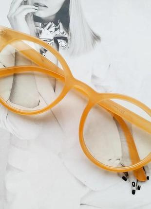 Уценка круглые имиджевые очки  с  прозрачной линзой желтый (8914-0)