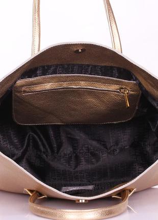 Женская кожаная сумка poolparty sense золотая4 фото