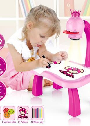 Дитячий стіл проєктор для малювання з підсвіткою projector painting. колір: рожевий8 фото