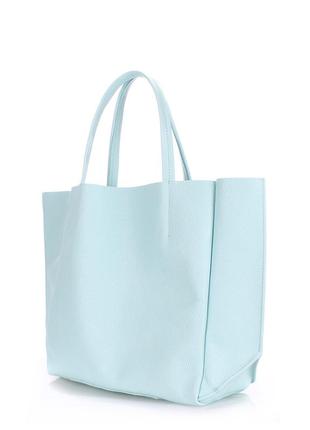Женская кожаная сумка poolparty soho голубая2 фото