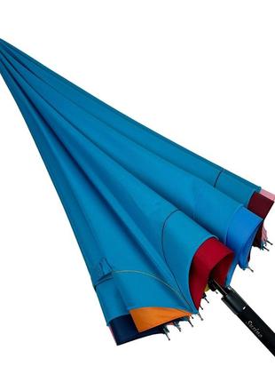 Женский зонт-трость полуавтомат на 16 спиц от susino с разноцветными краями, бирюзовый, sys 031087-33 фото