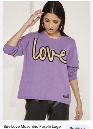 Love moschino purple logo sweater for women. светр . оригінал. кашемір, вовна4 фото