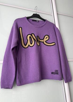 Love moschino purple logo sweater for women. светр . оригінал. кашемір, вовна2 фото