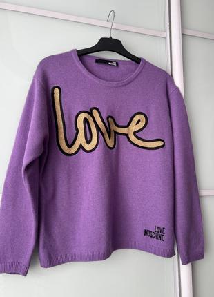 Love moschino purple logo sweater for women. светр . оригінал. кашемір, вовна5 фото