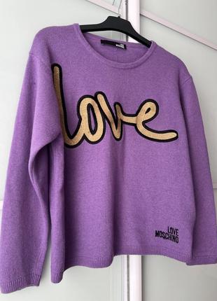 Love moschino purple logo sweater for women. светр . оригінал. кашемір, вовна1 фото