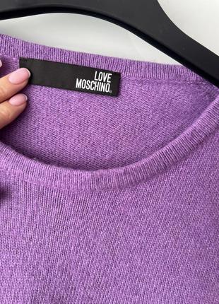 Love moschino purple logo sweater for women. светр . оригінал. кашемір, вовна8 фото