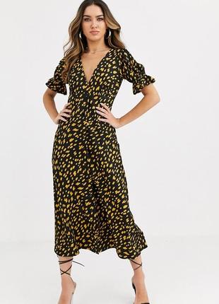 Нове плаття asos в горошок міді, з гудзиками спереду як zara mango guess