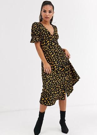 Новое платье asos  в горошек миди, с пуговицами спереди как zara mango guess8 фото